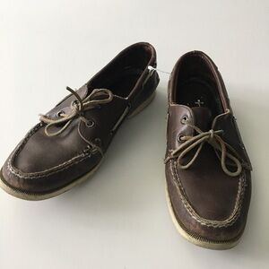 Sperry Top Sider Brown Leather Lace Up Loafers Boat Shoes‎ Womens Size 8